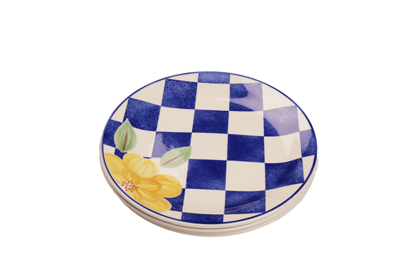 Blue Check Lunch Plate Set