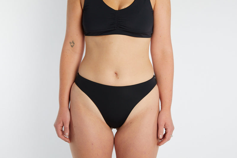 Taylor Recycled Mid Rise Bikini Bottom - Recycled Black