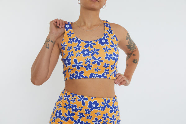 Activity wear - Crop Top Yellow Bubbly Floral