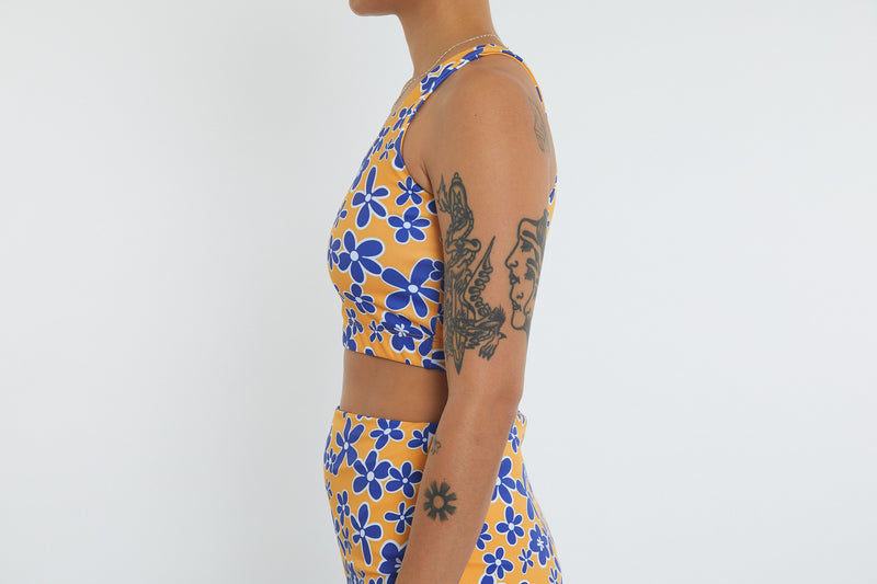 Activity wear - Crop Top Yellow Bubbly Floral