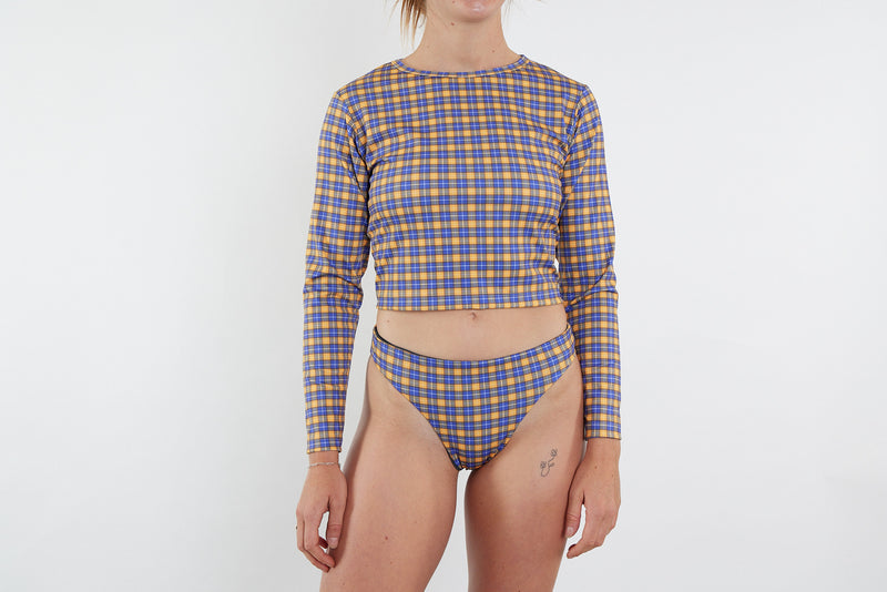 Recycled Long Sleeve Rashie UPF50+ - Yellow Tartan