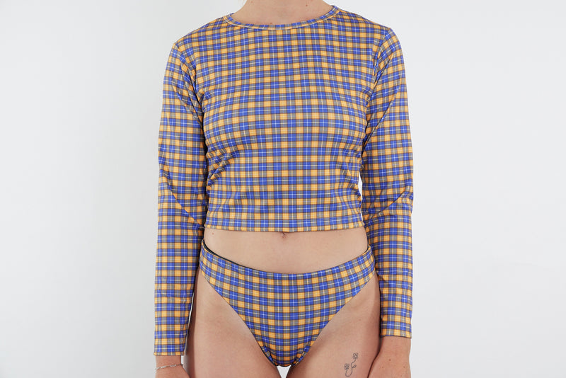 Recycled Long Sleeve Rashie UPF50+ - Yellow Tartan