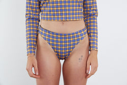 Taylor Recycled Mid Rise Bikini Bottom - Yellow Tartan