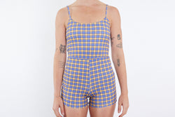 Alex Recycled Boyleg Full Piece Swimsuit - Yellow Tartan