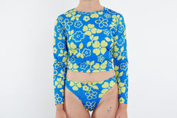 Recycled Long Sleeve Rashie UPF50+ - Blue Yellow Towel Print