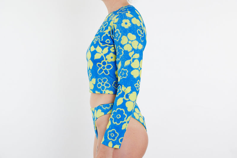 Recycled Long Sleeve Rashie UPF50+ - Blue Yellow Towel Print