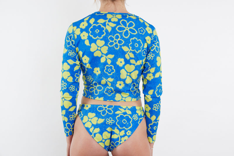 Recycled Long Sleeve Rashie UPF50+ - Blue Yellow Towel Print