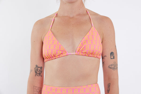 Saturday Recycled Triangle Bikini Top - Petal Print