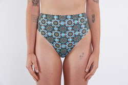 Josie Recycled High Waist Bikini Bottom - Blue Floral Wallpaper