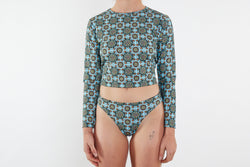 Recycled Long Sleeve Rashie UPF50+ - Blue Floral Wallpaper