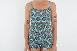 Alex Recycled Boyleg Full Piece Swimsuit - Blue Floral Wallpaper