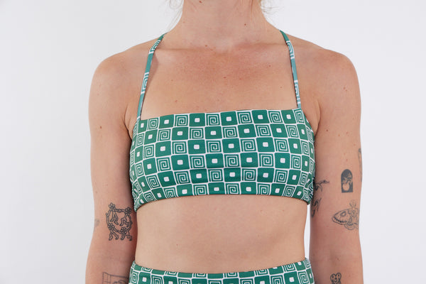 Casey Recycled Bandeau Bikini Top - Spiral Print