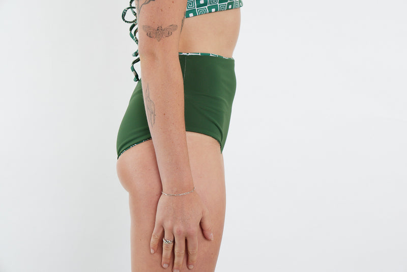 Abbie Recycled High Waist Bikini Bottom - Spiral Print