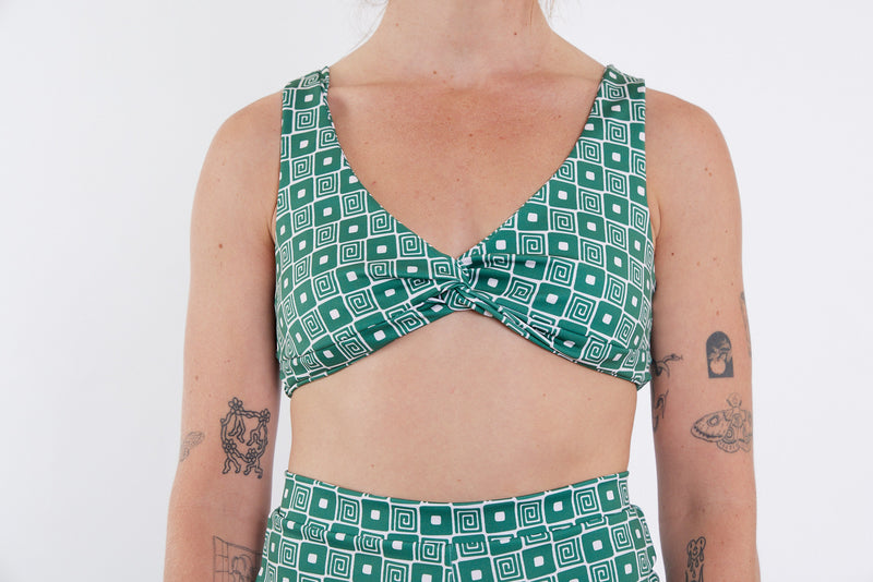 Lena Recycled Twist Bikini Top - Spiral Print