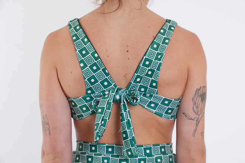 Lena Recycled Twist Bikini Top - Spiral Print