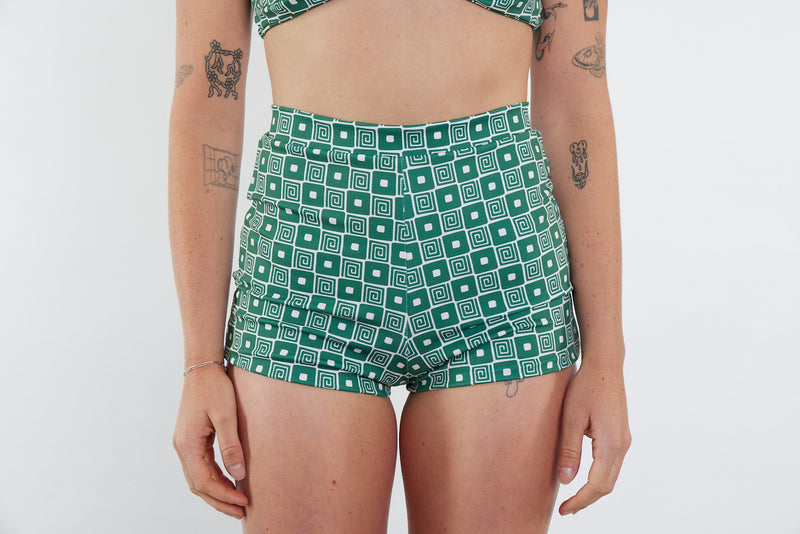 Nicole Recycled High Waist Swim Short - Spiral Print