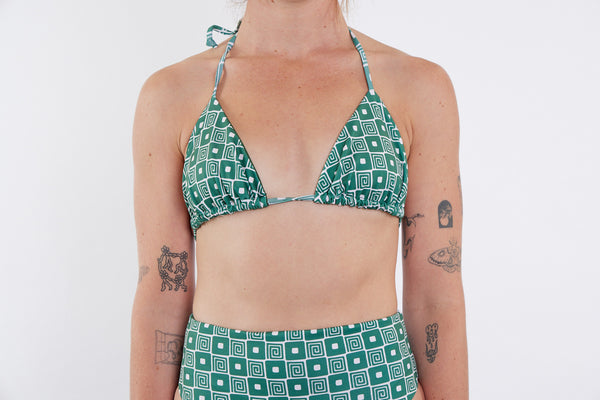Saturday Recycled Triangle Bikini Top - Spiral Print