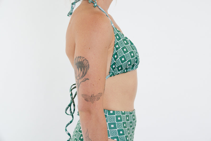 Saturday Recycled Triangle Bikini Top - Spiral Print