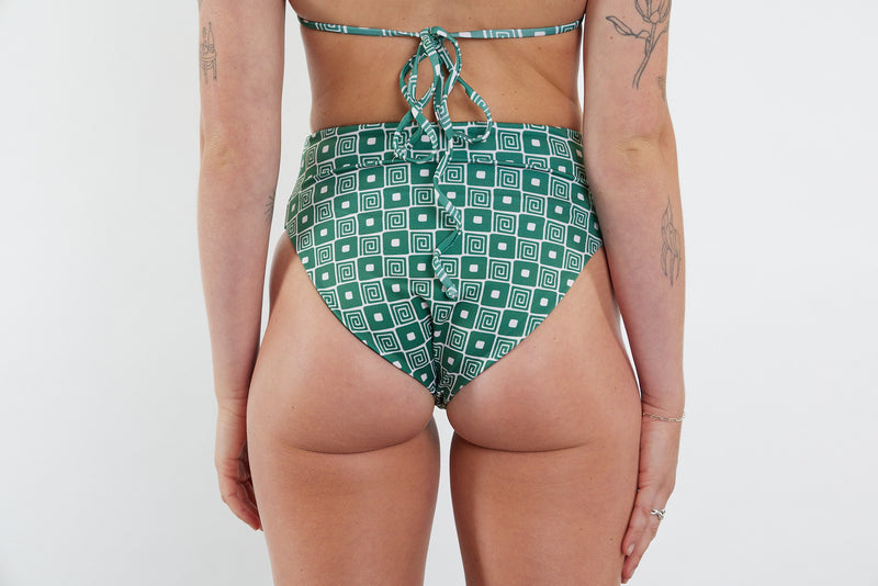 Josie Recycled High Waist Bikini Bottom - Spiral Print