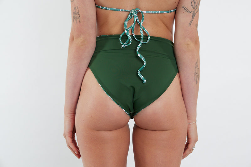 Josie Recycled High Waist Bikini Bottom - Spiral Print