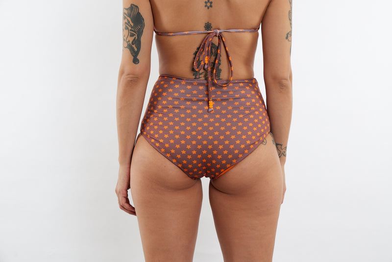 Abbie Recycled High Waist Bikini Bottom - Star Print