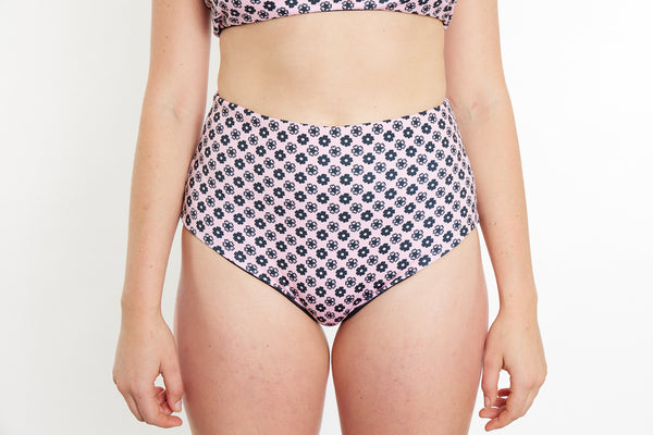 Abbie Recycled High Waist Bikini Bottom - Seaside Daisy