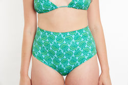 Abbie Recycled High Waist Bikini Bottom - Seaweed Print