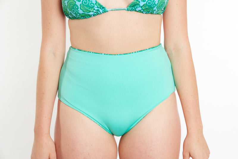 Abbie Recycled High Waist Bikini Bottom - Seaweed Print