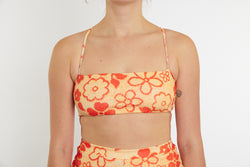 Casey Recycled Bandeau Bikini Top - Towel Print