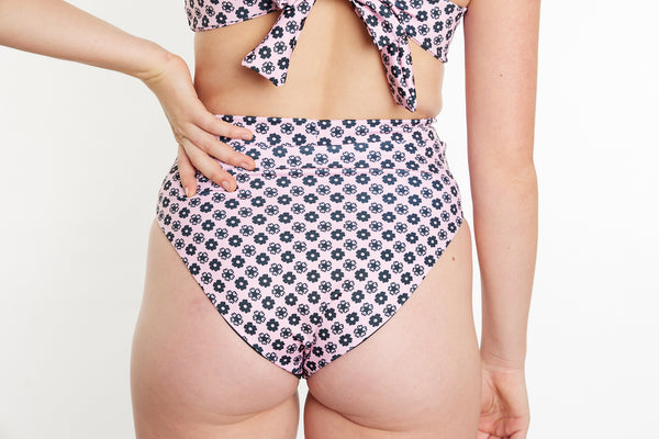 Cindy Recycled High Waist Bikini Bottom - Seaside Daisy