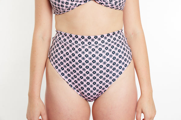 Cindy Recycled High Waist Bikini Bottom - Seaside Daisy