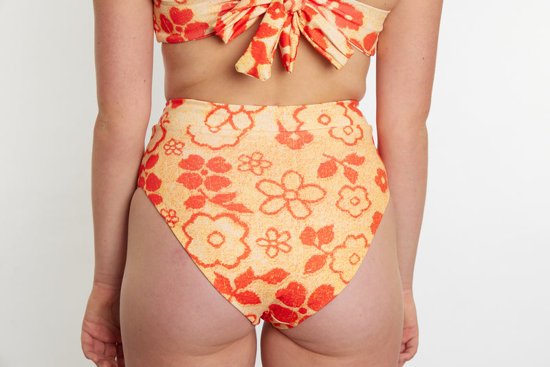 Cindy Recycled High Waist Bikini Bottom - Towel Print