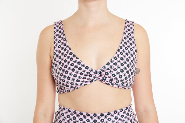 Lena Recycled Twist Bikini Top - Seaside Daisy