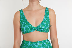 Lena Recycled Twist Bikini Top - Seaweed Print