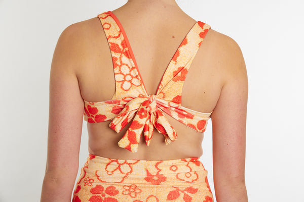 Lena Recycled Twist Bikini Top - Towel Print