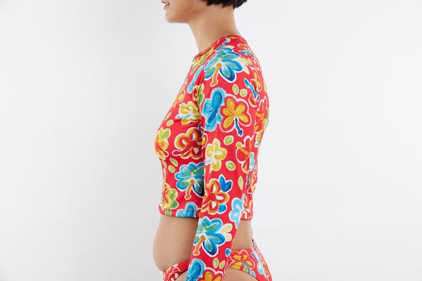 Recycled Long Sleeve Rashie UPF50+ - Hibiscus 25 – Camp Cove Swim