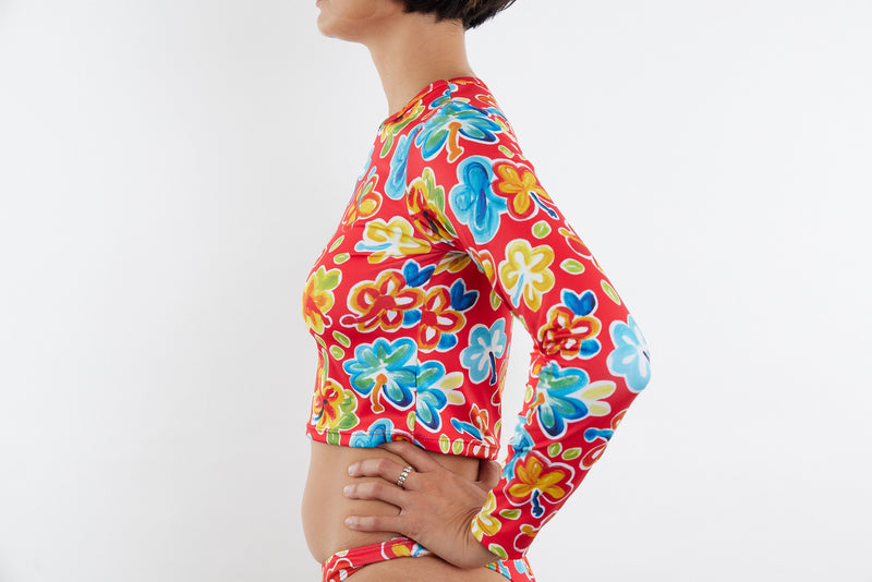 Recycled Long Sleeve Rashie UPF50+ - Hibiscus 25