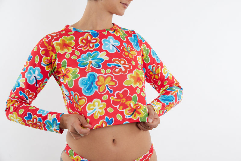 Recycled Long Sleeve Rashie UPF50+ - Hibiscus 25