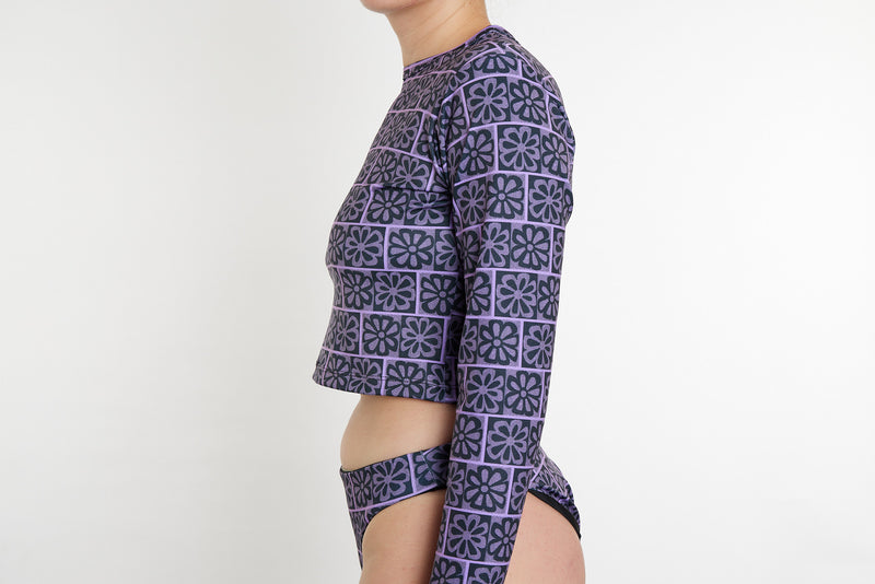 Recycled Long Sleeve Rashie UPF50+ - Block Floral