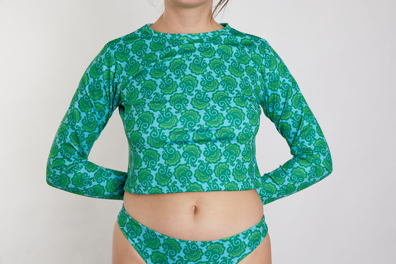 Recycled Long Sleeve Rashie UPF50+ - Seaweed Print