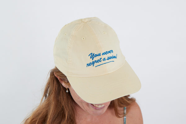 'You Never Regret a Swim' Cap - Yellow