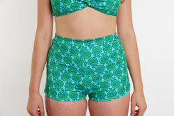 Nicole Recycled High Waist Swim Short - Seaweed Print