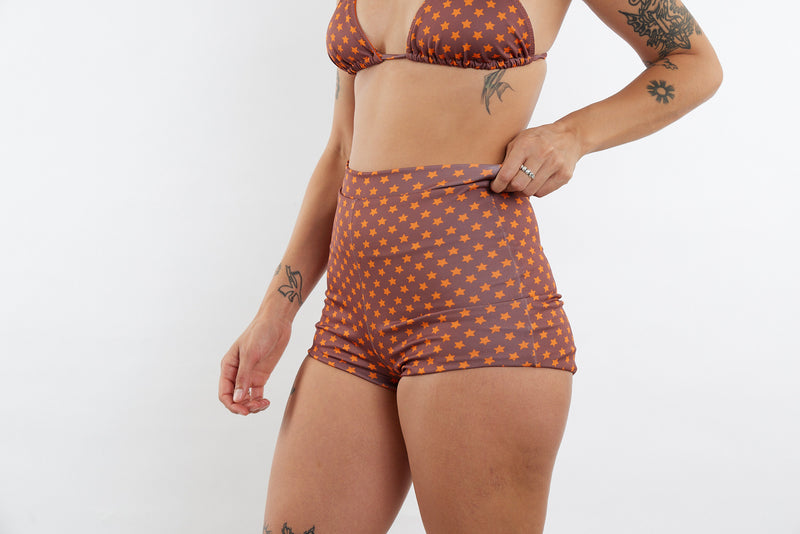 Nicole Recycled High Waist Swim Short - Star Print
