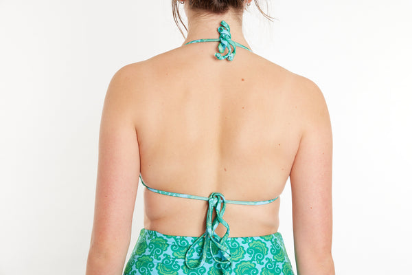 Saturday Recycled Triangle Bikini Top - Seaweed Print