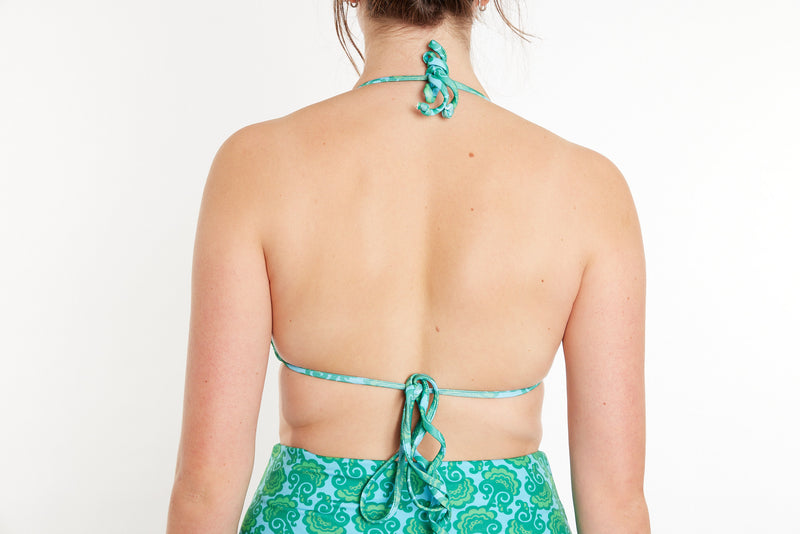 Saturday Recycled Triangle Bikini Top - Seaweed Print