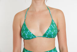 Saturday Recycled Triangle Bikini Top - Seaweed Print