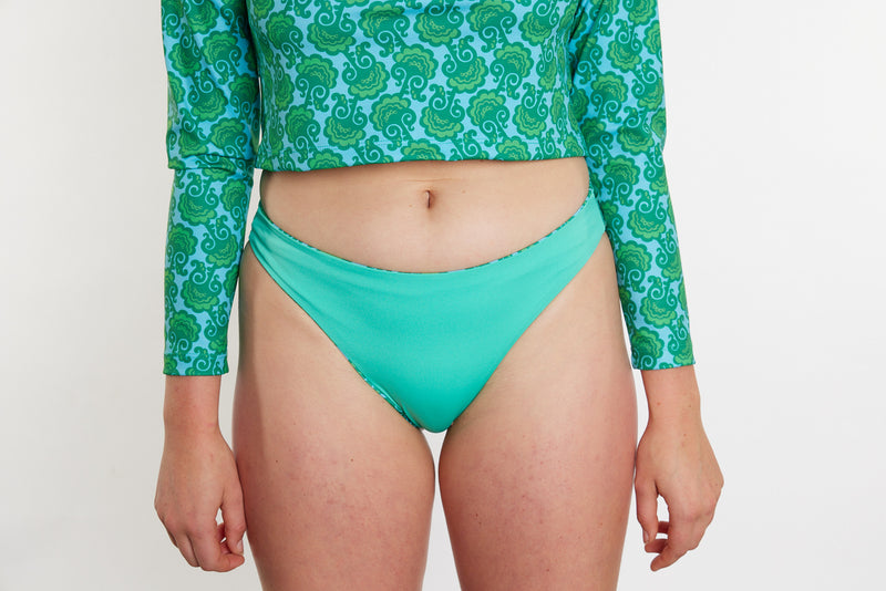 Taylor Recycled Mid Rise Bikini Bottom - Seaweed Print