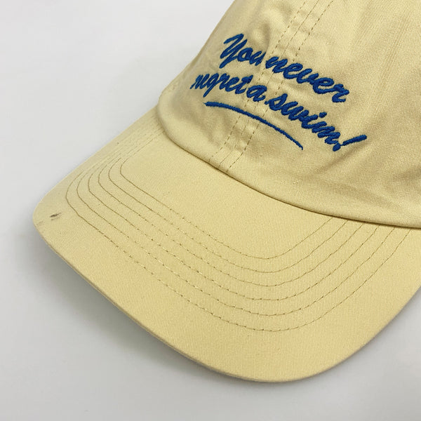 'You Never Regret a Swim' Yellow Cap - Seconds Sale