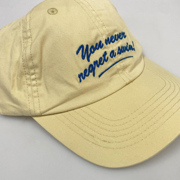 'You Never Regret a Swim' Yellow Cap - Seconds Sale