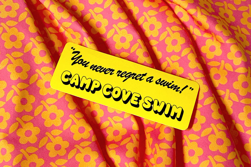 Yellow 'You Never Regret a Swim' - Sticker